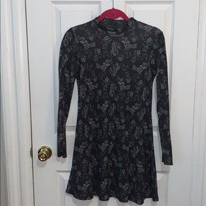 Long Sleeved Floral Turtleneck Dress